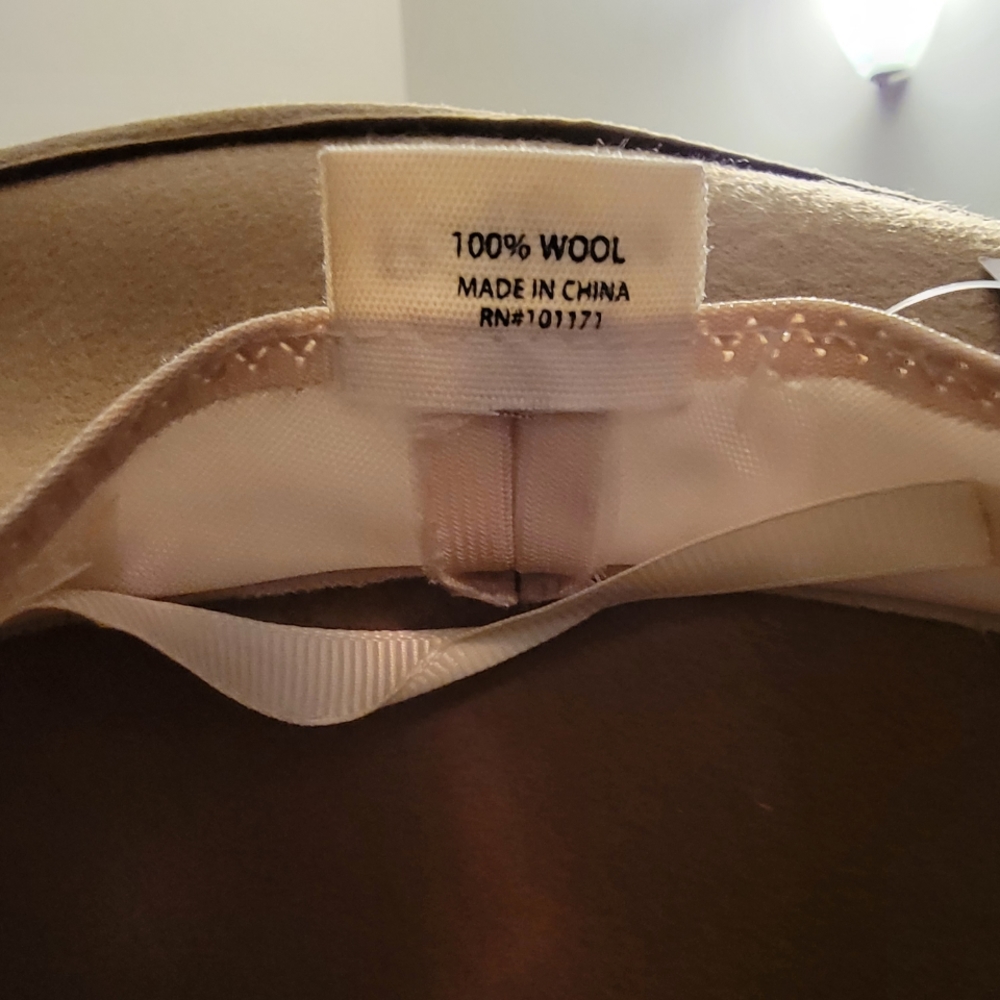 NEW Belted Wide-Brim Wool Panana Hat NWT Pecan Brown - Picture 6 of 6